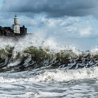 Buy canvas prints of Breaking waves at Bracelet Bay, Mumbles, Swansea. by Gareth Lovering