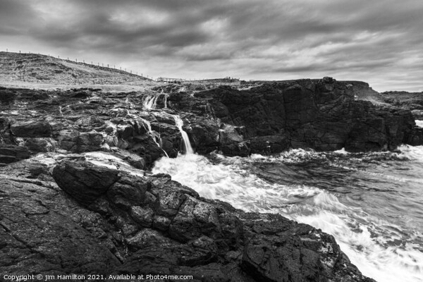 Dunseverick Waterfall Picture Board by jim Hamilton