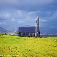 Buy canvas prints of Serene Chapel nestled amidst Irish Mountains by jim Hamilton
