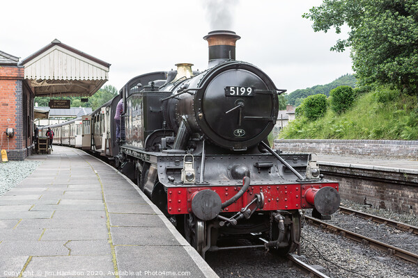 Steam locomotive 5199 at Llangollen station Wales Picture Board by jim Hamilton
