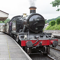 Buy canvas prints of Steam locomotive 5199 at Llangollen station Wales by jim Hamilton
