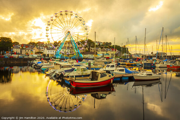 Ballycastle Marina,Northern Ireland at sunset Picture Board by jim Hamilton
