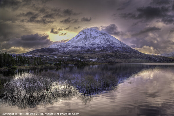 Winter sunset on Errigal Picture Board by jim Hamilton