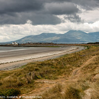 Buy canvas prints of Tyrella beach,with the Mountains of Mourne in Nort by jim Hamilton