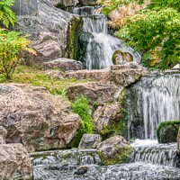 Buy canvas prints of Kyoto Gardens Waterfall by Raymond Hill