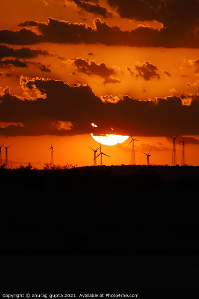 wind farm sunset Picture Board by anurag gupta