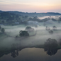 Buy canvas prints of Early Morning Mist Esthwaite Water and Near Sawrey by Chester Tugwell