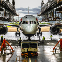 Buy canvas prints of British Airways G-ZBKA  Boeing 787-8 in its hangar by Peter Thomas
