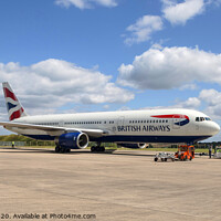 Buy canvas prints of Boeing 767 G-BNWA on the tarmac at  Cardiff by Peter Thomas