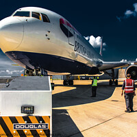 Buy canvas prints of Douglas tug and the Boeing 767  by Peter Thomas