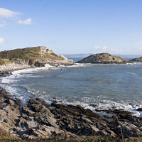 Buy canvas prints of Bracelet Bay and Mumbles Lighthouse by Peter Thomas