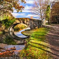 Buy canvas prints of Neath canal and bridge in autumn by Peter Thomas