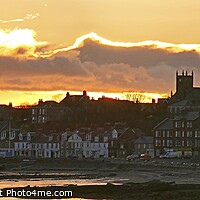 Buy canvas prints of Golden Sunset Over Millport Town by Charles Kelly
