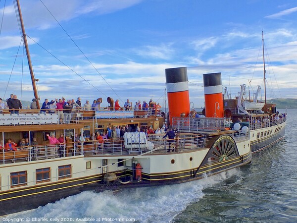 The Waverley Paddle Steamer departs Millport Pier Picture Board by Charles Kelly