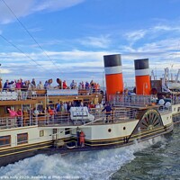 Buy canvas prints of The Waverley Paddle Steamer departs Millport Pier by Charles Kelly