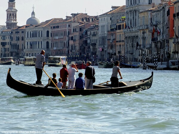 Taking the Gondola taxi across the Grand Canal Picture Board by Charles Kelly