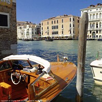 Buy canvas prints of Beautiful Motor Launch at the Grand Canal, Venice by Charles Kelly