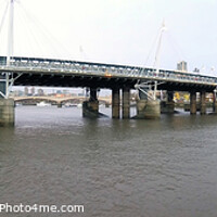 Buy canvas prints of Hungerford Bridge and Golden Jubilee Bridges. River Thames by Kevin Plunkett