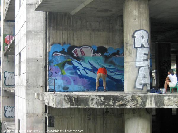 Bangkok Graffiti Artist  Picture Board by Kevin Plunkett