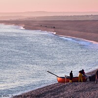Buy canvas prints of Fishing trip on chesil beach by Stuart Robinson