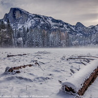 Buy canvas prints of Half Dome in Yosemite in snow with fall trees in t by harry van Gorkum