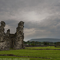 Buy canvas prints of Pendle Hill from Sawley Abbey, Lancashire by Heather Sheldrick