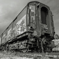 Buy canvas prints of Rusting Abandoned Railway Carriage with Graffiti by Heather Sheldrick