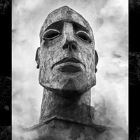 Buy canvas prints of Dramatic Sculpture Head Rising from Smoke by Heather Sheldrick