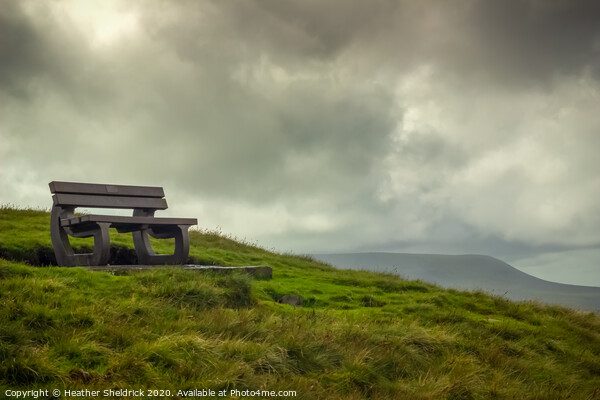 Bench overlooking Pendle Hill in Lancashire Picture Board by Heather Sheldrick