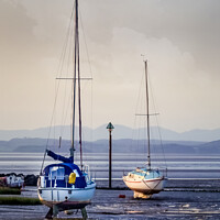 Buy canvas prints of Morecambe Bay Boats at Blue Hour by Heather Sheldrick