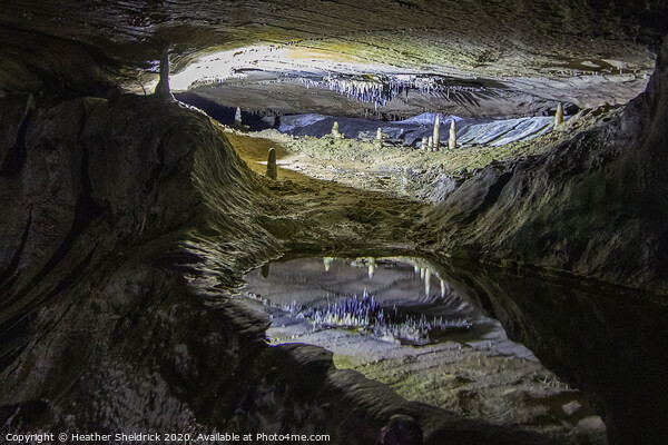 Ingleborough: Stalactites and Stalagmites reflections in cave pool Picture Board by Heather Sheldrick