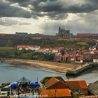 Buy canvas prints of Whitby Bay and Abbey by Heather Sheldrick
