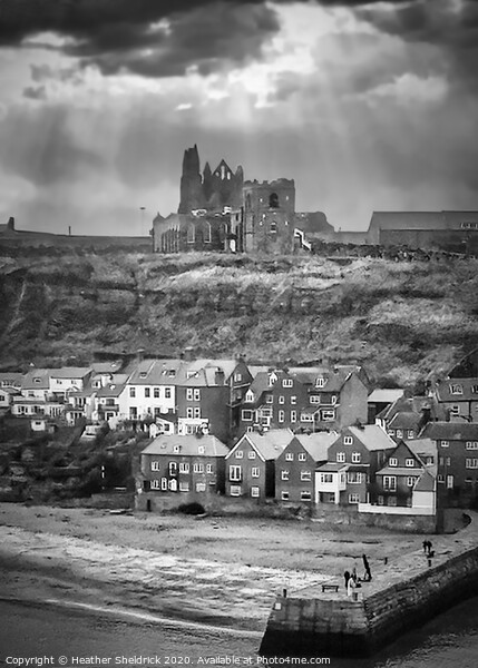 Whitby Abbey Black and White Picture Board by Heather Sheldrick