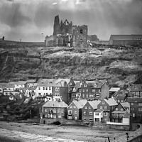 Buy canvas prints of Whitby Abbey Black and White by Heather Sheldrick