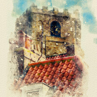 Buy canvas prints of St Marys Churchtower, Whitby, Digital Watercolour by Heather Sheldrick