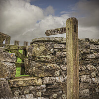 Buy canvas prints of Footpath sign, stile and drystone wall by Heather Sheldrick
