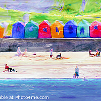 Buy canvas prints of Beach Huts at Whitby, Yorkshire by Heather Sheldrick