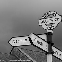 Buy canvas prints of Austwick Settle Clapham Road Sign by Heather Sheldrick
