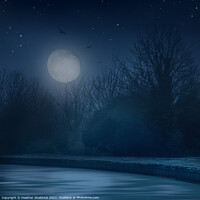 Buy canvas prints of Canal Under Starry Moonlit Sky by Heather Sheldrick