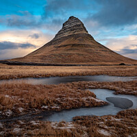 Buy canvas prints of Kirkjuvell Mountain, Iceland by Lesley Moran