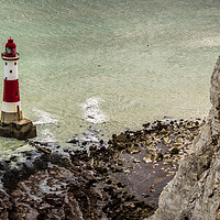 Buy canvas prints of Light House Cliff Top Beachy Head by martyn proud