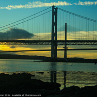 Buy canvas prints of Sunset Behind the Forth Road Bridges by Ken Hunter