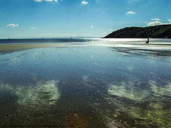 Reflecting on Oxwich Bay, Gower. Picture Board by Paddy Art