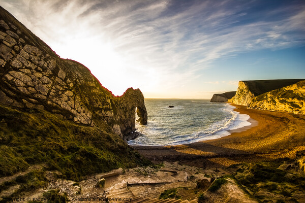 Durdle Door in Evening Sun - Dorset Picture Board by Paddy Art