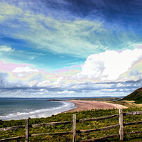 Buy canvas prints of Rhossili Bay towards Burry Holms by Paddy Art