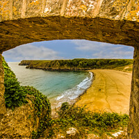 Buy canvas prints of Through the Gate to Barafundle Bay. by Paddy Art