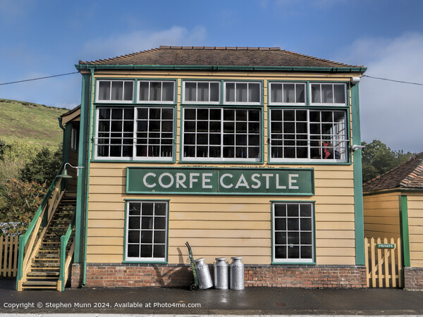 Corfe Castle  Steam Railway Station Signal Box Picture Board by Stephen Munn