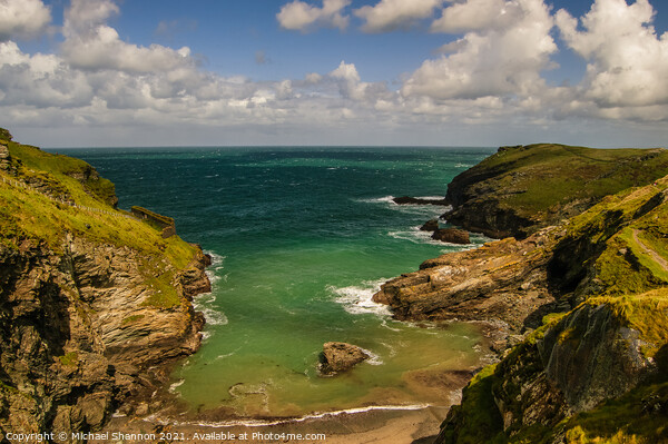 Coastline and cliffs at Tintagel, Cornwall Picture Board by Michael Shannon