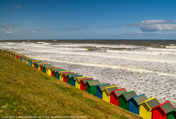 Beach Huts, Whitby, North Yorkshire Picture Board by Michael Shannon