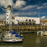 Buy canvas prints of Scarborough Lighthouse and Marina by Michael Shannon